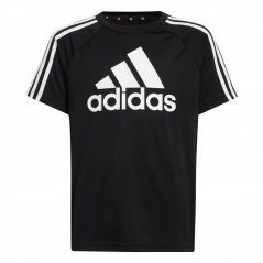 adidas Sereno Logo T Shirt Juniors Black/White