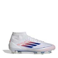 adidas F50 PRO Mid Firm Ground Football Boots Wht/Blue/Red