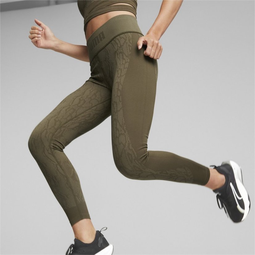 Puma Formknit Tights Womens Olive-Snke Prnt