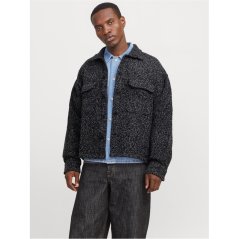 Jack and Jones Men's Winter Button-Front Overshirt Black