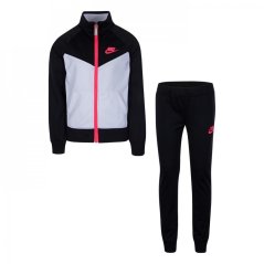 Nike NSW Poly Tracksuit Infant Girls Black/White/Pnk