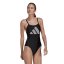 adidas 3 Bar Logo Print Swimsuit Womens Black/White