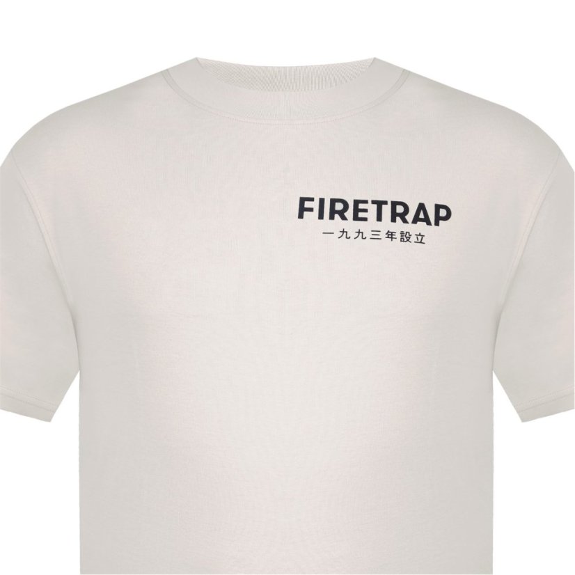 Firetrap Large Logo T Shirt Mens Oatmeal