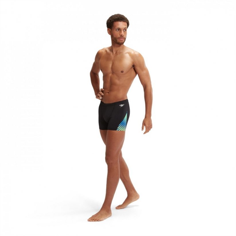 Speedo Allover Digital V-Cut Aquashorts Mens Black/Tr Cobalt