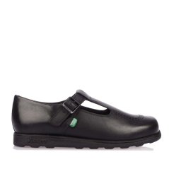 Kickers Women's Fragma T-Buckle Leather Shoes Black
