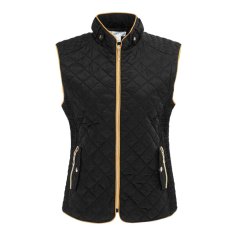 Miso Women's Stand Collar Full Zip Hip Length Gilet Black