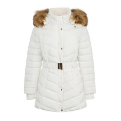 Firetrap Womens Waterproof Long Sleeve Mid-Length Puffer Jacket Cream