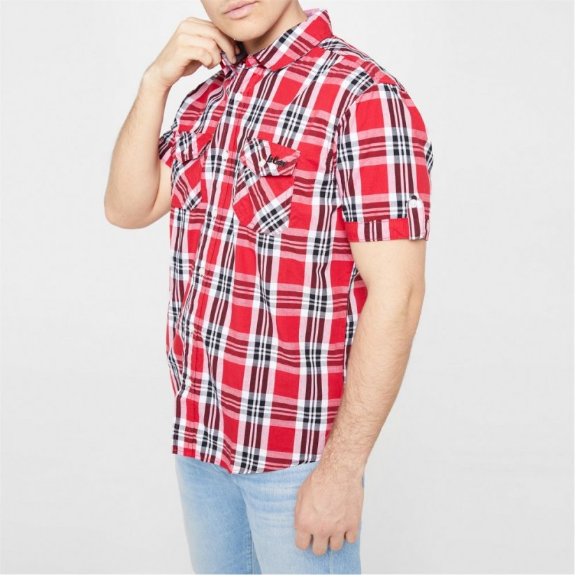 Lee Cooper Cooper Men's Smart Casual Check Shirt Red/White/Black