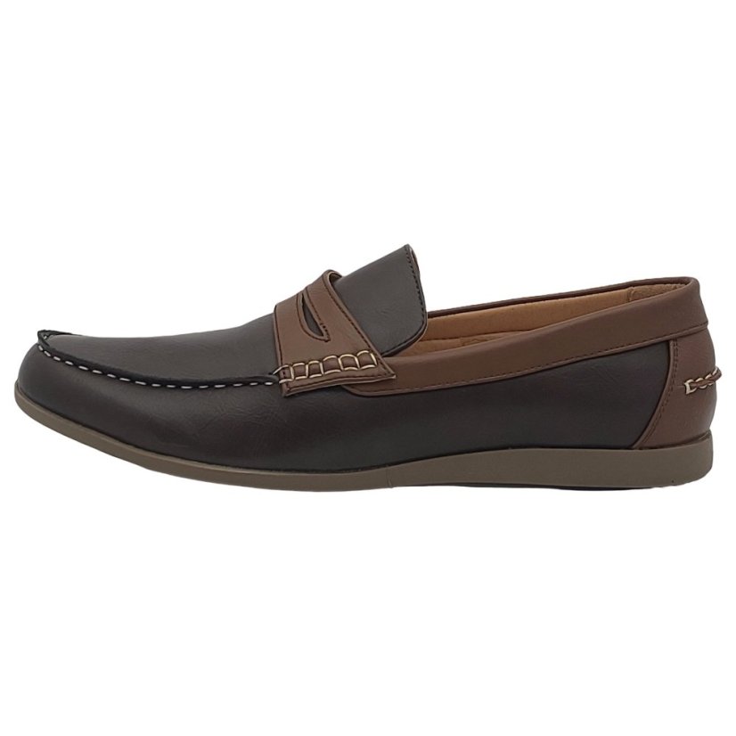 Lee Cooper PU SUV Boat Shoes Mens Dk Brown/Cognac