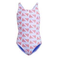 adidas Logo Graphic V-Back Swimsuit Juniors Violet/red