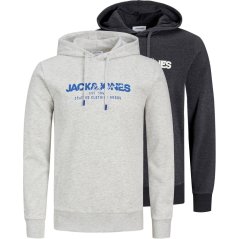 Jack and Jones Alvis 2-Pack Hoodie Black/White Mel