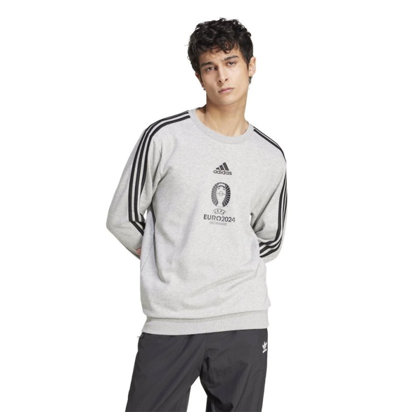 adidas UEFA EURO24™ Official Emblem Crew Sweatshirt Grey Heather