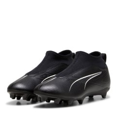 Puma Kids' Ultra Match+ Laceless Junior Firm Ground Football Boot Black/White