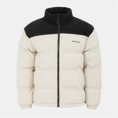 Firetrap Men's Full Zip Funnel Neck Long Sleeve Puffer Jacket Beige