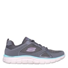 Skechers Women's Track Casual Low-Top Trainers Charcoal/Aqua