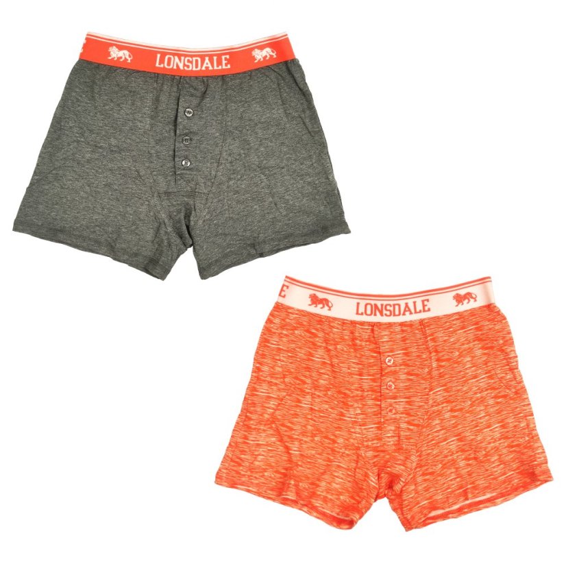 Lonsdale 2 Pack Boxers Mens Charcoal/Orange