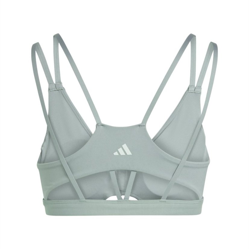 adidas Yoga Studio Luxe Light-Support Bra Womens Low Impact Sports Silver Green