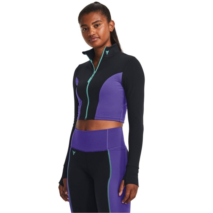 Under Armour Project Rock Cropped Gym Jacket Womens Black