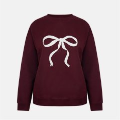 Miso Women's Graphic Crew Sweatshirt Burgundy Bow