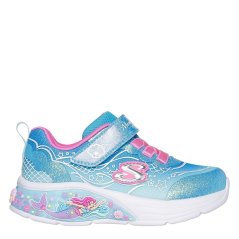 Skechers Kids Leather Light Up Trainers Blue/Multi