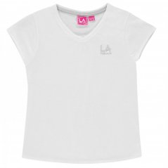 LA Gear V Neck T Shirt Junior Girls White