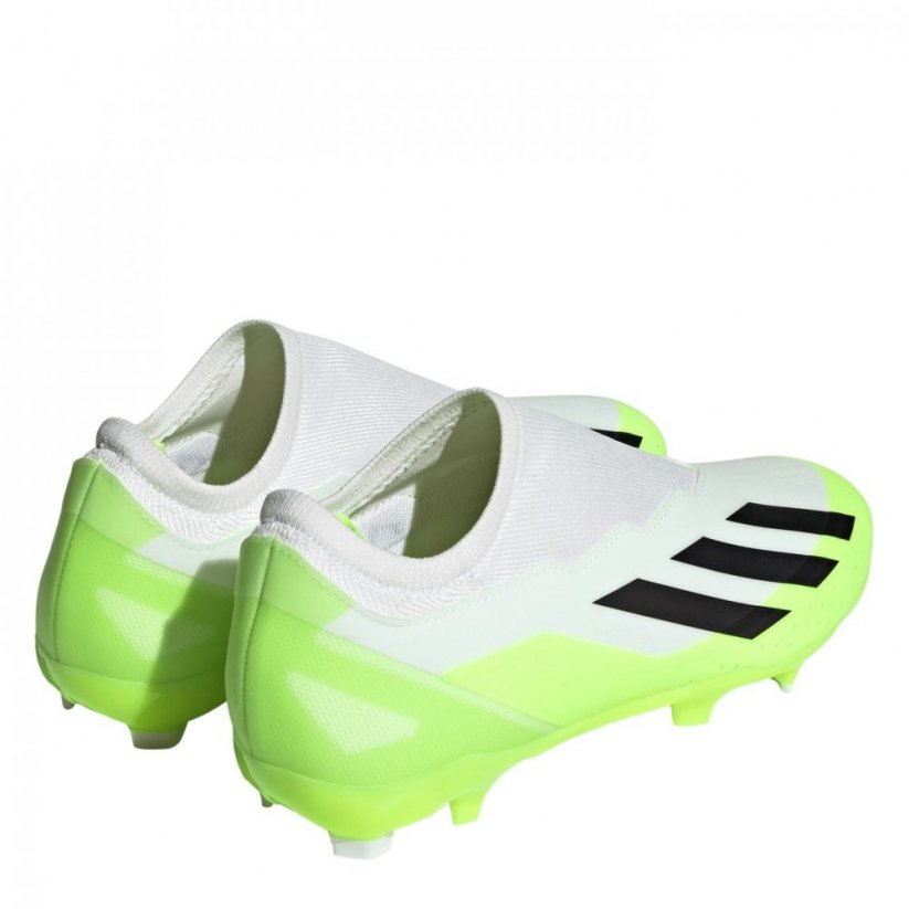 adidas X Crazyfast League Laceless Firm Ground Football Boots Wht/Blk/Lemon