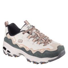 Skechers Women's D Lites Classic Low-Top Trainers Off White/Green