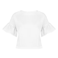 Miso Ruffle Sleeve T Shirt White