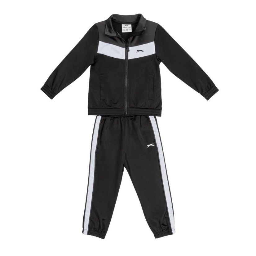 Slazenger Polyester Tracksuit Junior Black/Char/Wht