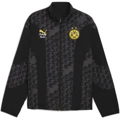 Puma Men's Borussia Dortmund Licensed Rain Anorak Jacket Black/Yellow