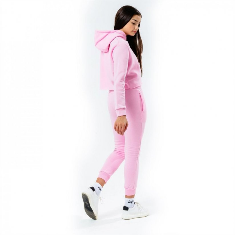 Hype Kids Crop Pullover Hoodie and Jogger Set Pink