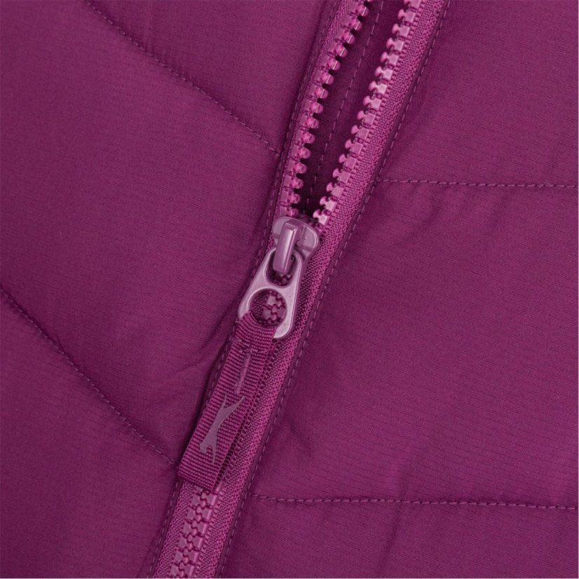 Slazenger Women's Mid-Length Hooded Long Sleeve Puffer Jacket Plum