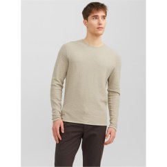 Jack and Jones Textured Crew Jumper Mens Island Fossil