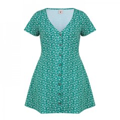 SoulCal Button Up Dress Ld43 Green Ditsy