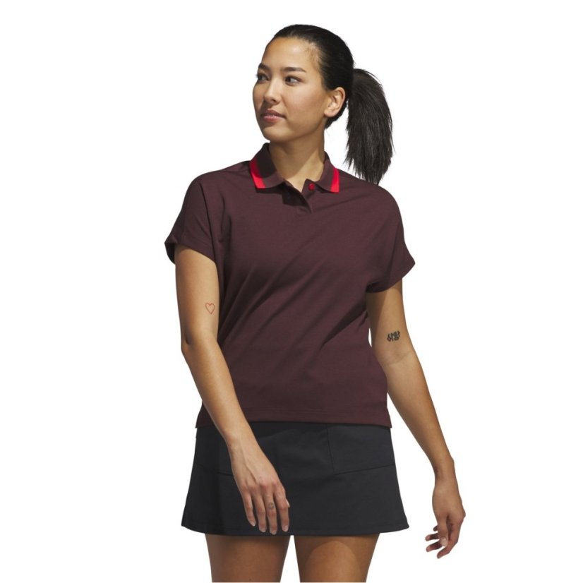 adidas Women's Go-To 2Btn Short Sleeve Performance Polo Shirt Aurora Ruby S25