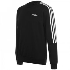 adidas Mens Crew 3-Stripes Pullover Sweatshirt Black/White