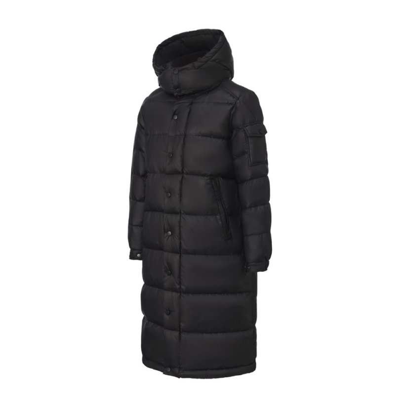 Firetrap Women's Duck Down Knee Length Hooded Down Jacket Black