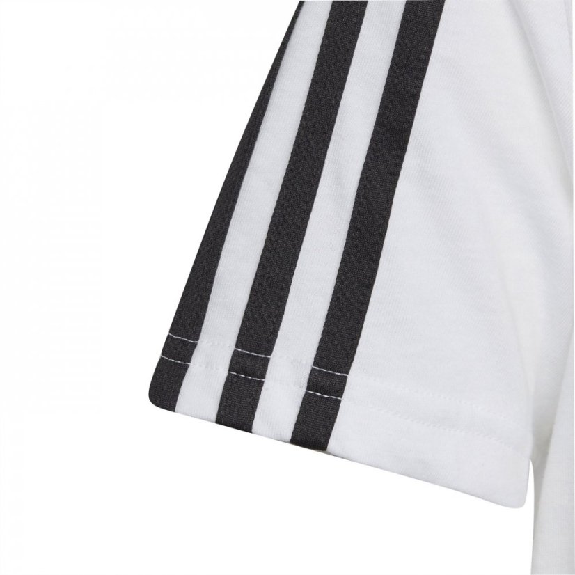 adidas 3 Stripe Essentials T-Shirt Junior White/Black