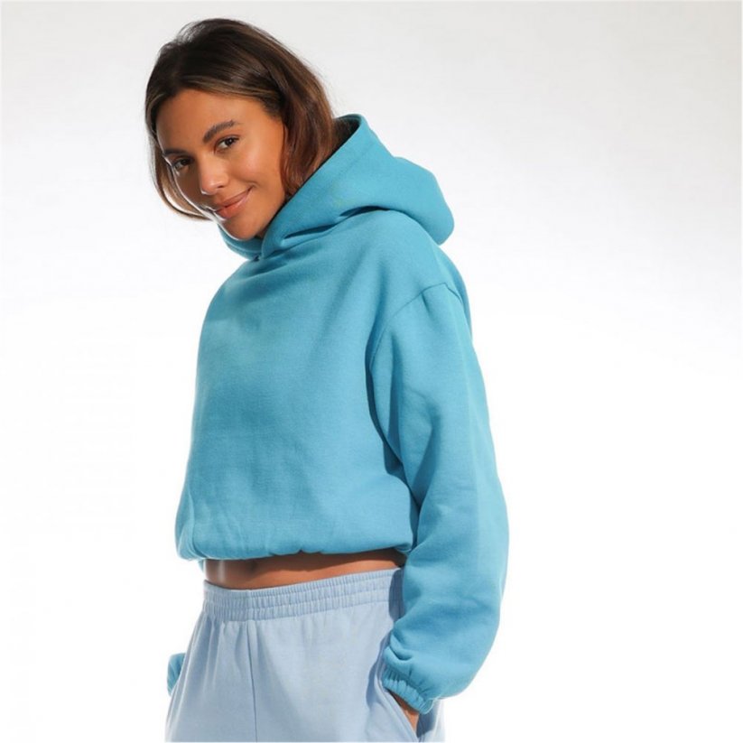 Light and Shade Cropped Hooded Top Ladies Teal