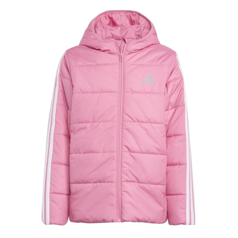 adidas Unisex Kids Essentials 3S Hooded Long Sleeve Puffer Jacket Pink/White