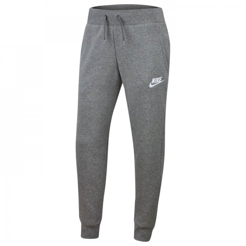 Nike Girls Fundamentals Fleece Jogging Bottoms Grey/White