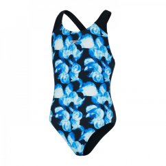 Speedo Allover Splashback Swimsuit Junior Black/Bondi