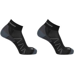 Salomon Hornet Quarter 2 Pack Running Socks Mens Black/Grey