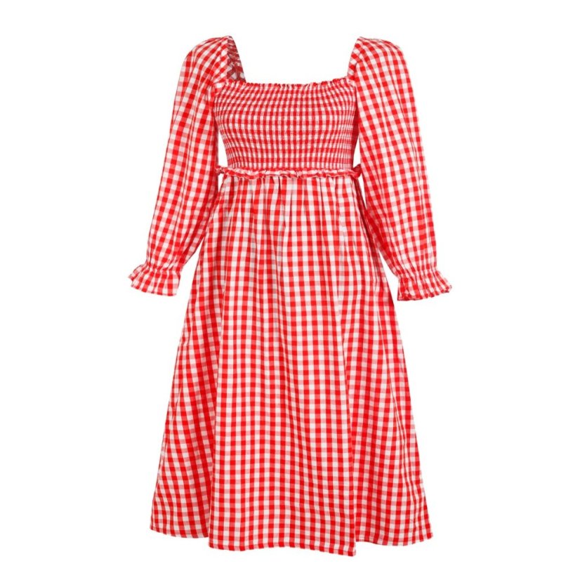 Miso Women's Check Milkmaid Dress Red/White