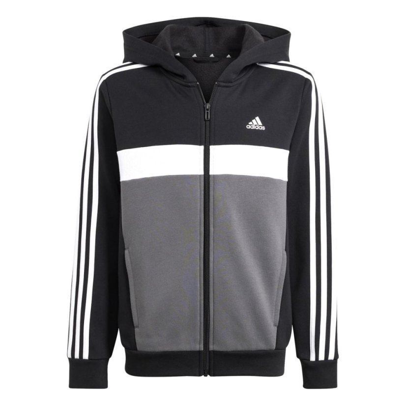 adidas Junior Tiberio Fleece Tracksuit Black/Grey