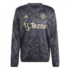 adidas Manchester United Stone Roses Pre-Match Warm Top 2023 2024 Adults Black