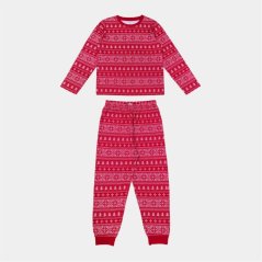 Linea Festive Fairisle Pyjama Set Red