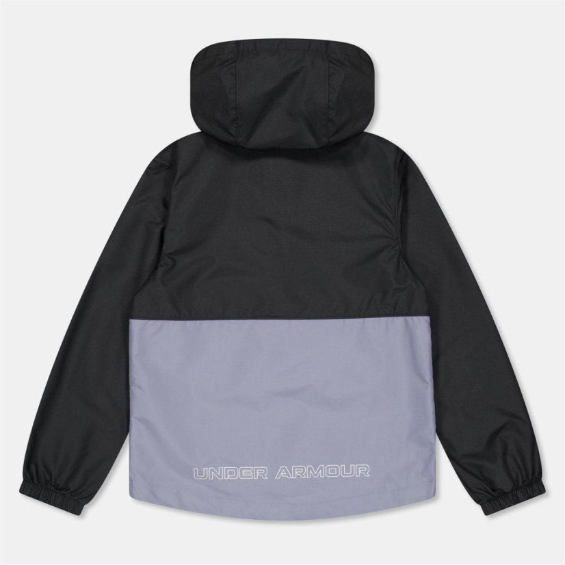 Under Armour Kids' Windbreaker Water-Repellent Windproof Hooded Long Sleeve Rain Anorak Black/Red