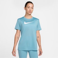 Nike Women'S Dri-Fit Graphic T-Shirt Gym Top Womens Blue / White