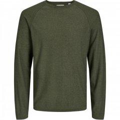 Jack and Jones Knitted Crew Neck Jumper Olive Night